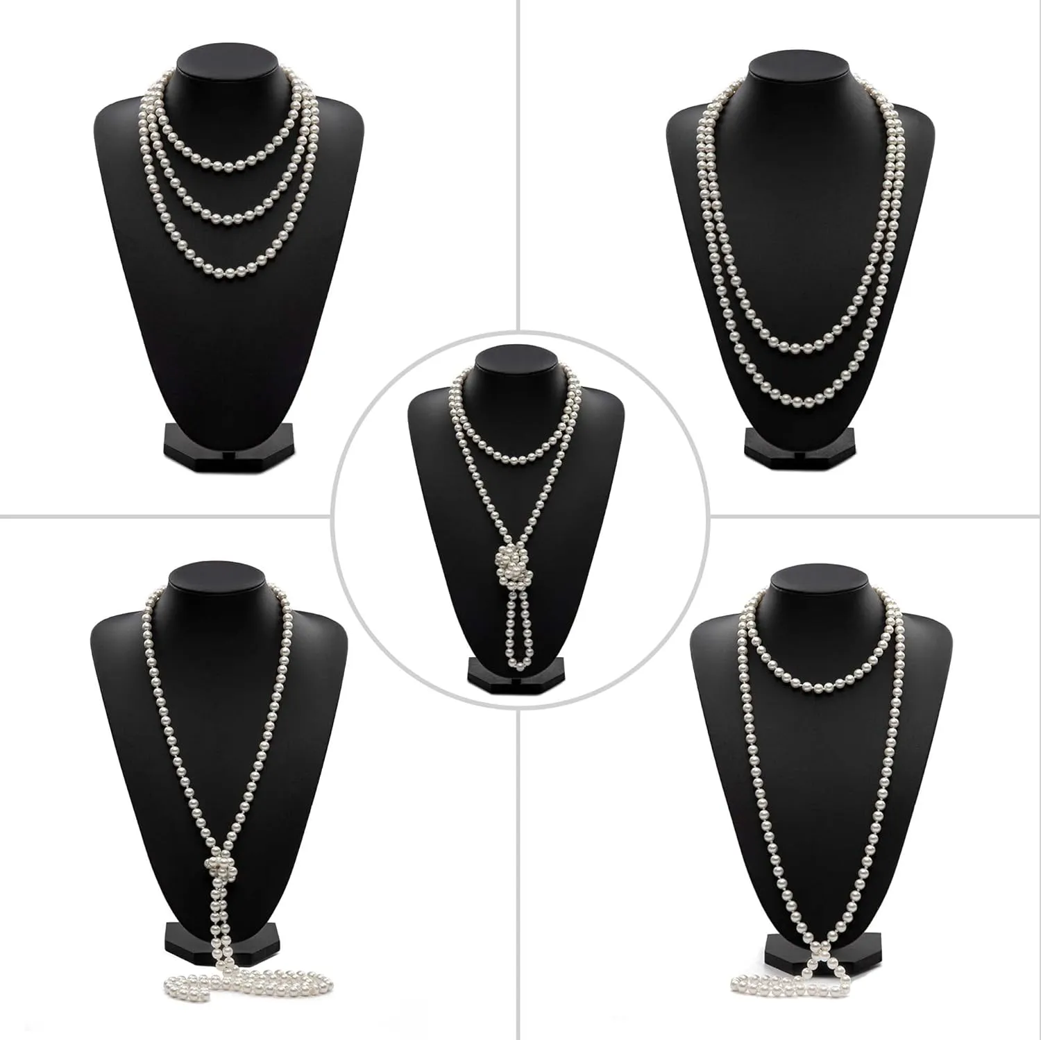 BABEYOND Long Pearl Necklace Faux Pearls Necklace Set Beaded Long Pearls Necklace 1920s Gatsby Costume Jewelry