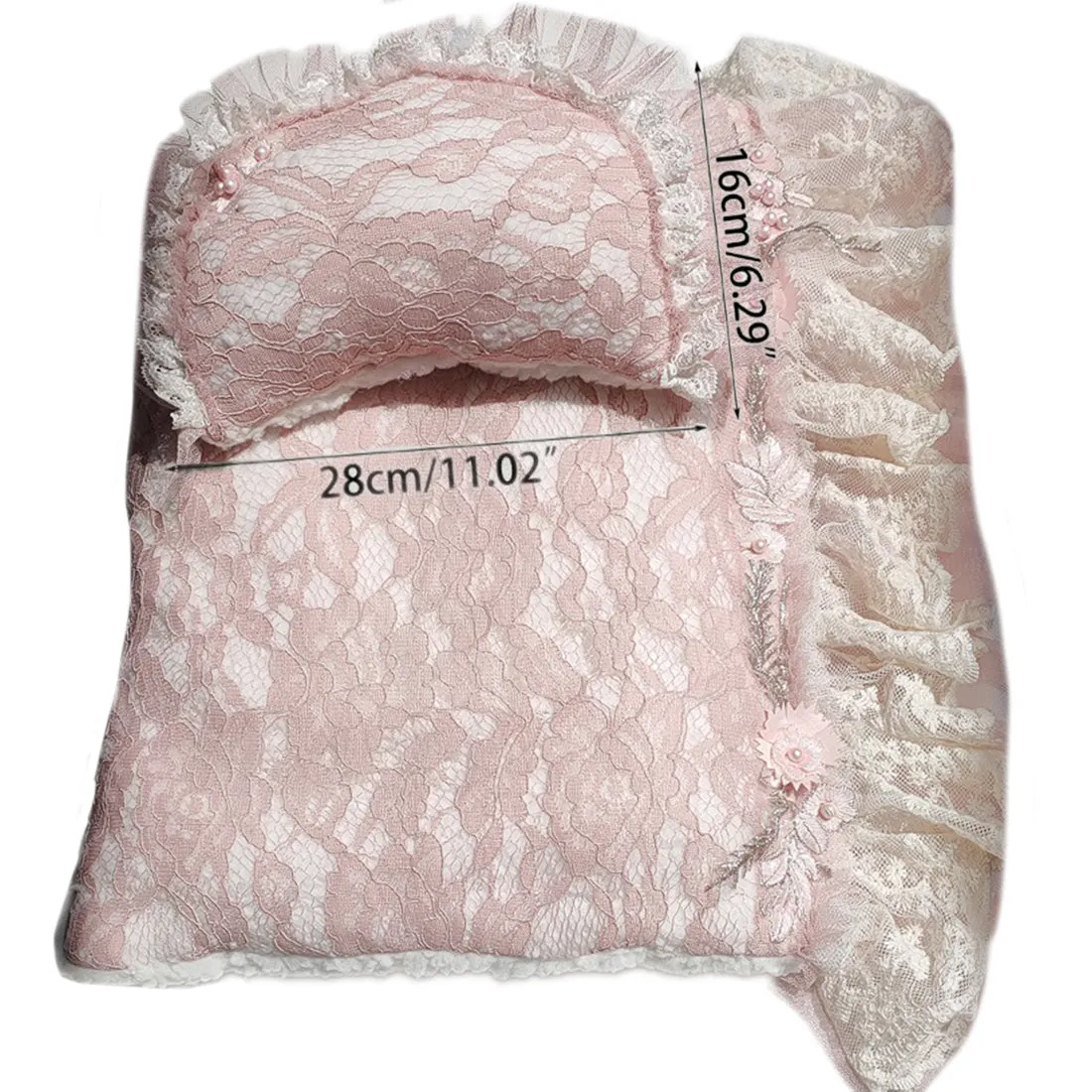 Babymoon Lace Mattress Cushion & Pillow | Posing Props | Baby Photography Props | Pink