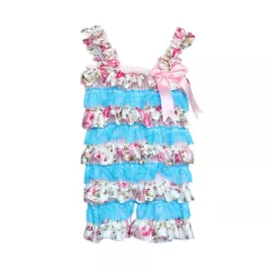 Babymoon Lace Romper Outfit Photography Costume - Blue & White