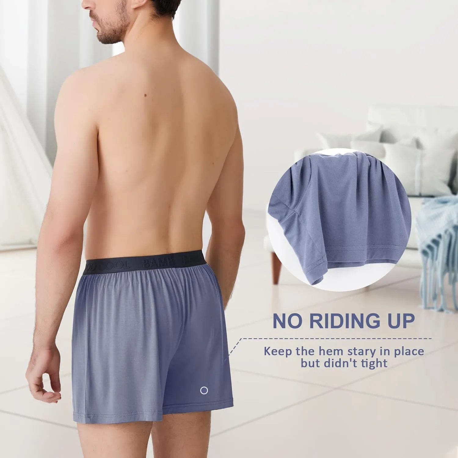 BAMBOO COOL Mens Boxer Shorts Underwear Soft Comfortable Breathable Knit Boxers Short for Men (3 or 5 Pack)