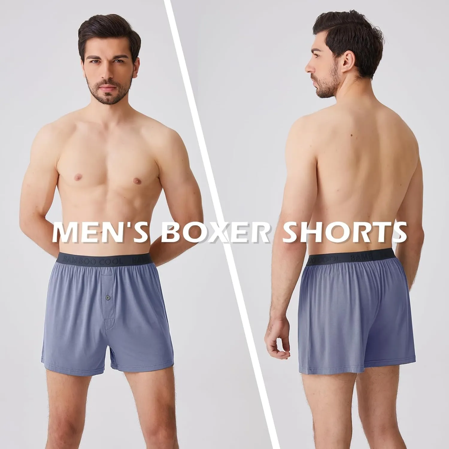 BAMBOO COOL Mens Boxer Shorts Underwear Soft Comfortable Breathable Knit Boxers Short for Men (3 or 5 Pack)