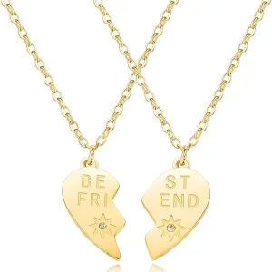 Best Friends Heart Necklace Set Stainless Steel Friendship Necklaces Birthday Graduation Jewelry Gift