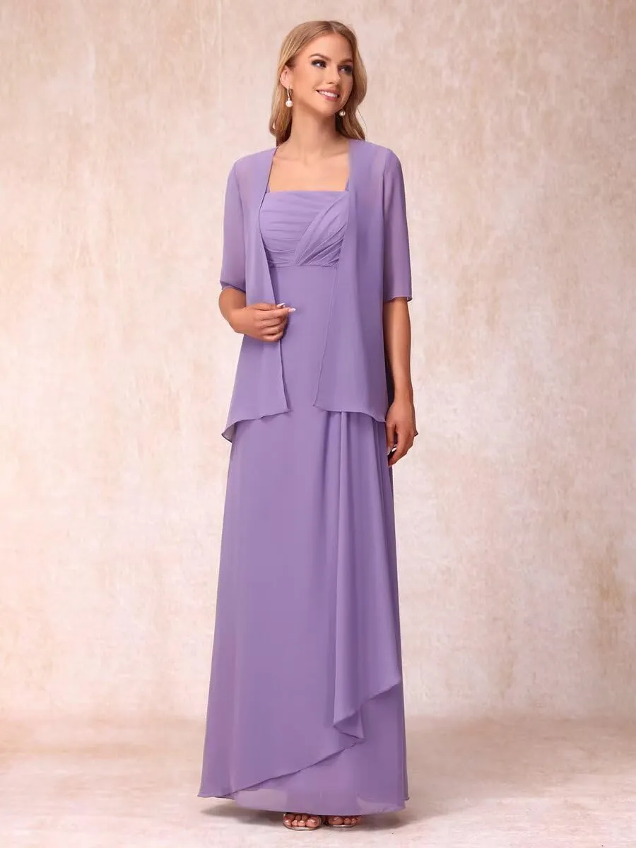 BITALY Women's 2 Pieces Mother of The Bride Dresses 3/4 Sleeve Chiffon Formal Evening Dresses for Wedding BI123