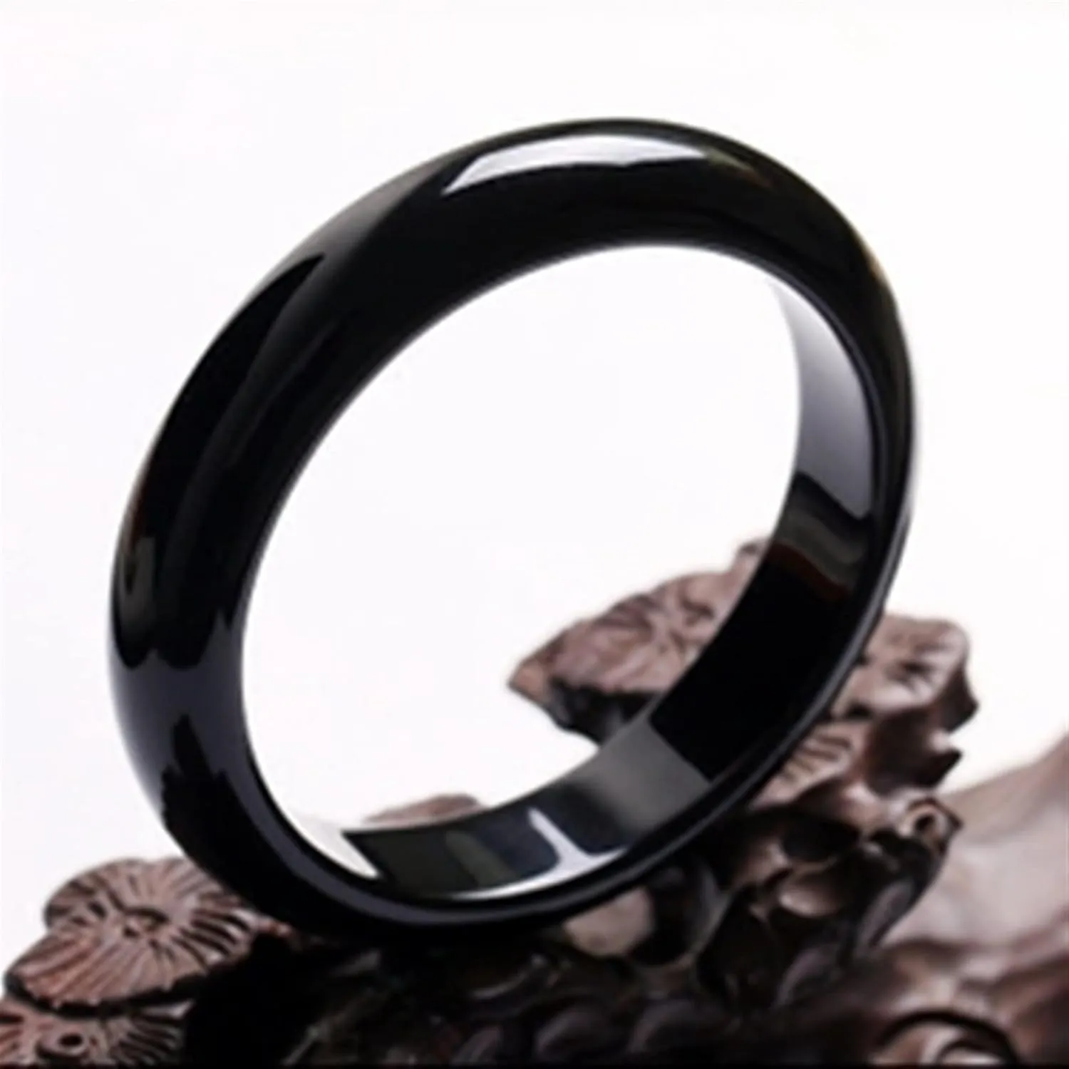 Black Jade Bangle Bracelet Men Women Real Certified Jades Stone Jewelry Bangles Gifts for Ladies (Gem Color : 62-64mm)