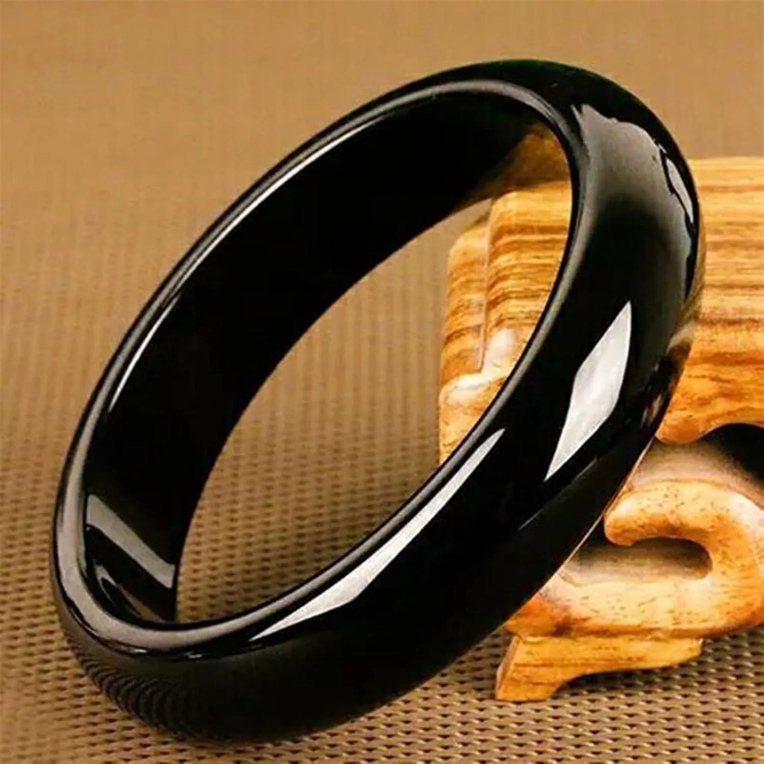 Black Jade Bangle Bracelet Men Women Real Certified Jades Stone Jewelry Bangles Gifts for Ladies (Gem Color : 62-64mm)