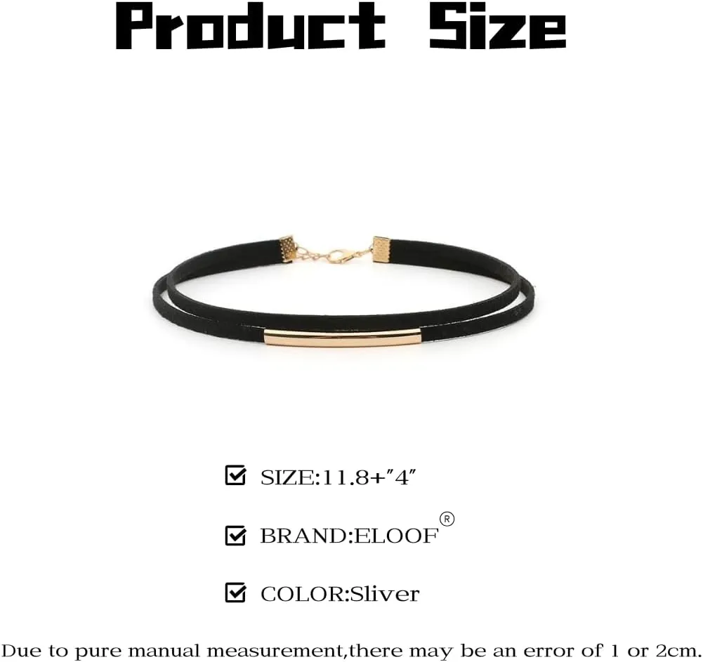 Black Layered Necklace Velvet Leather Chokers Necklaces Adjustable Necklace Chain Jewelry for Women