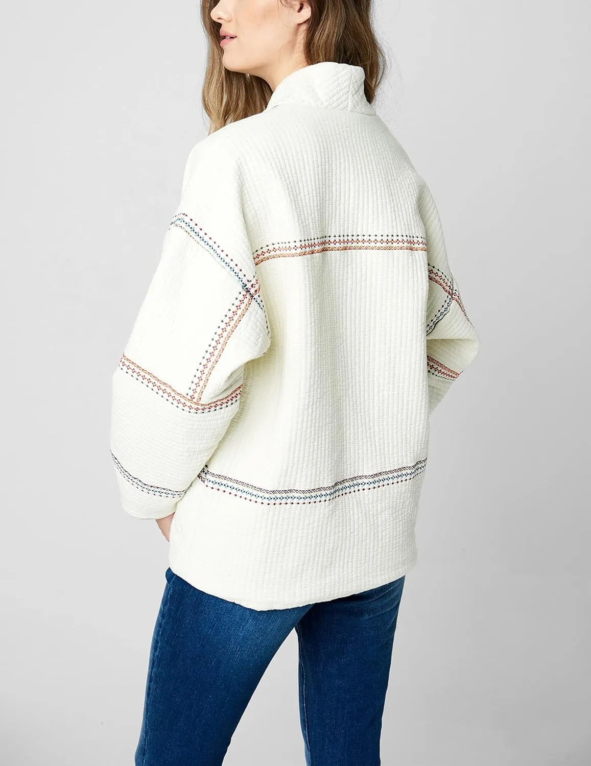 [BLANKNYC] womens Luxury Clothing Quilted Embroidered Kimono Jacket, Comfortable & Stylish Coat