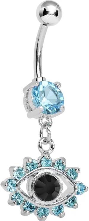Body Candy Womens Brilliant Blue Blinged Out Eye Dangle Belly Ring