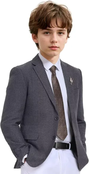 Boys Suit Blazer Tweed Herringbone Jacket Boy Sport Coats Slim Fit Retro Tuxedo Stylish Wedding Party Prom Homecoming