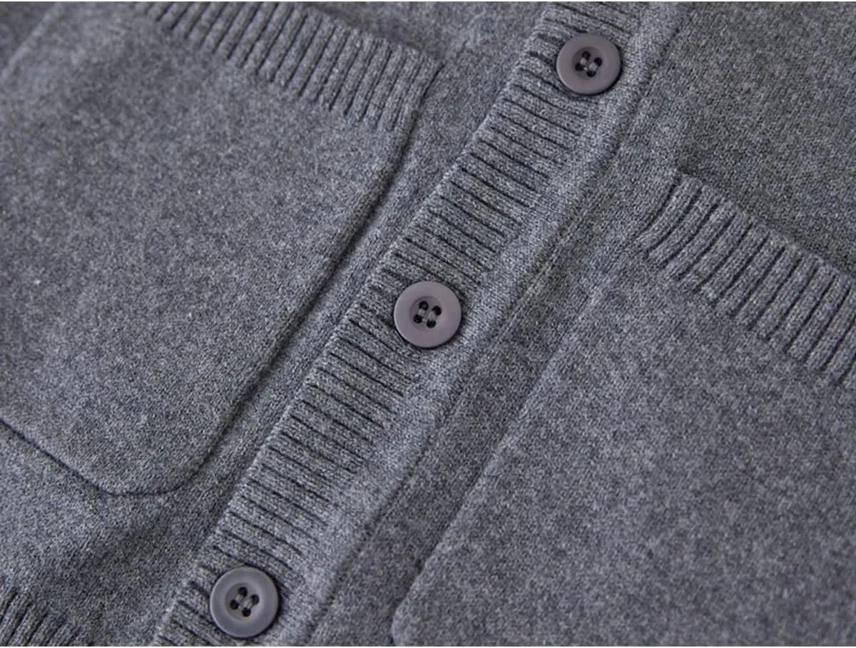 Boys V-Neck Cardigan Sweater with Pockets Classic Uniform Clothes for Kids