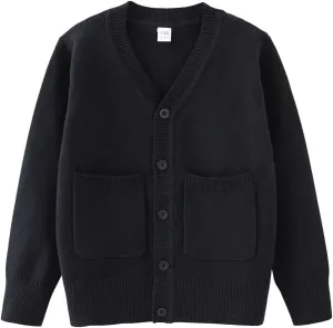 Boys V-Neck Cardigan Sweater with Pockets Classic Uniform Clothes for Kids