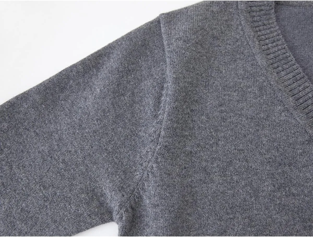 Boys V-Neck Cardigan Sweater with Pockets Classic Uniform Clothes for Kids