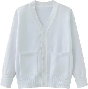 Boys V-Neck Cardigan Sweater with Pockets Classic Uniform Clothes for Kids