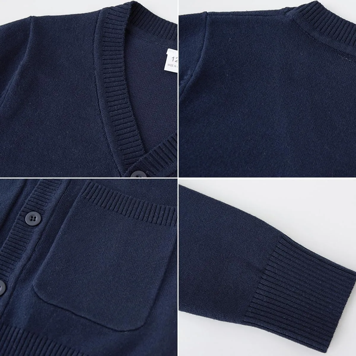 Boys V-Neck Cardigan Sweater with Pockets Classic Uniform Clothes for Kids