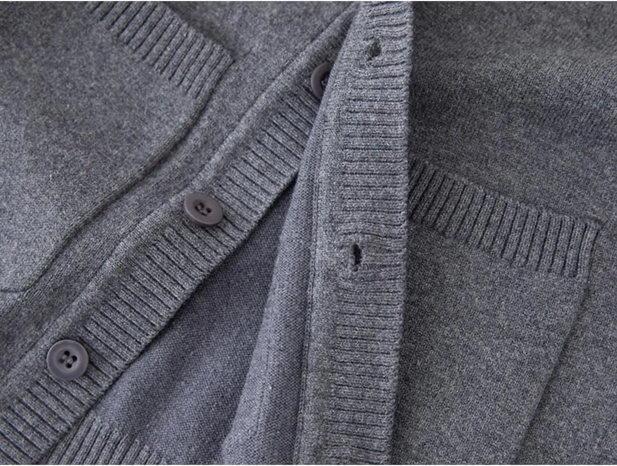 Boys V-Neck Cardigan Sweater with Pockets Classic Uniform Clothes for Kids