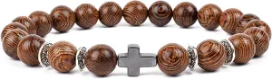 Bracelet Wooden Beads Balance Black Lava Rock Bangles Jewelry 8mm Natural Wood Women Prayer Jewelry Yoga Bracelets,26,17cm-6.7inch