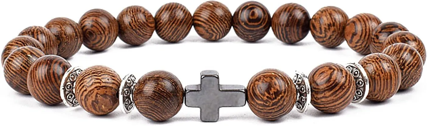Bracelet Wooden Beads Balance Black Lava Rock Bangles Jewelry 8mm Natural Wood Women Prayer Jewelry Yoga Bracelets,26,17cm-6.7inch