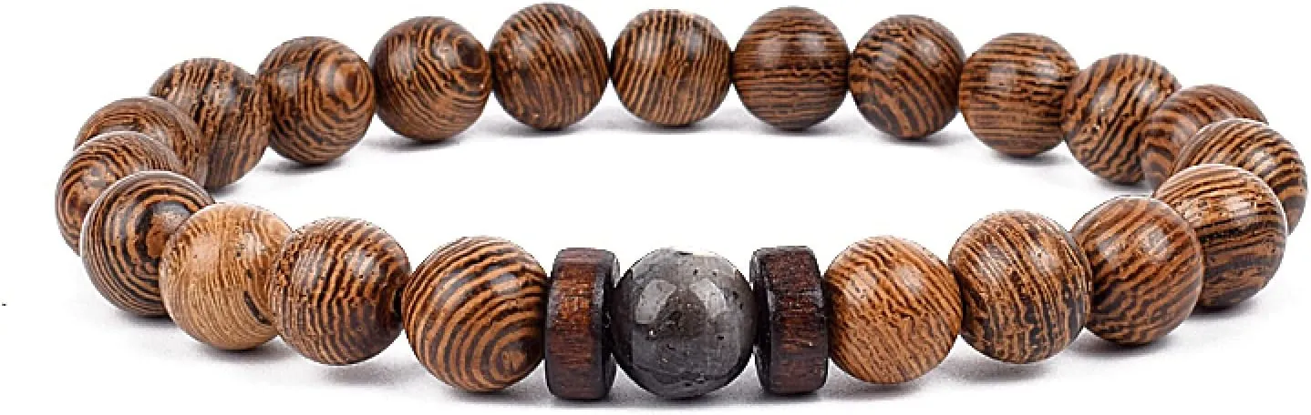 Bracelet Wooden Beads Balance Black Lava Rock Bangles Jewelry 8mm Natural Wood Women Prayer Jewelry Yoga Bracelets,36,17cm-6.7inch