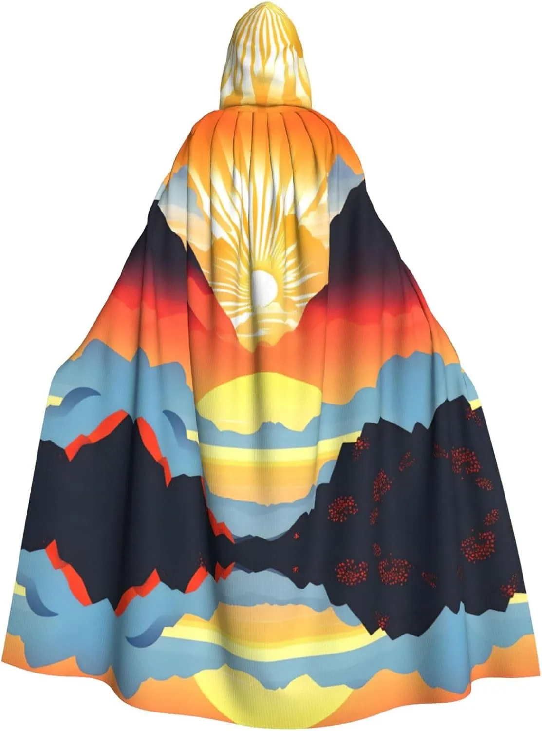 Bright sunrise Prints Hooded Cloak for Halloween, Role-playing, and Costume Parties - Comfortable and Durable