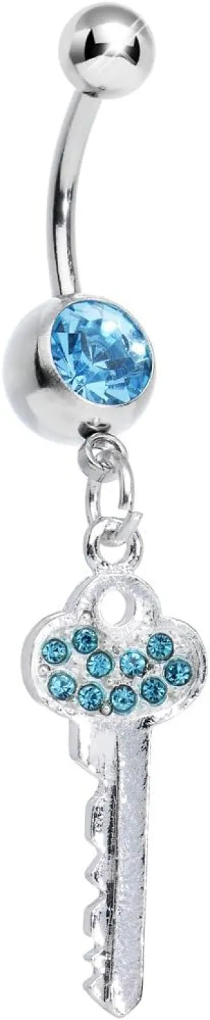 Brilliant Blue Jazzy Glam Key Dangle Belly Ring