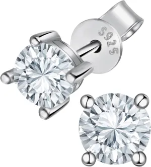 Brilliant Stud Earrings for Men & Women, Certified Moissanite Gemstone, 1CT per Pair, D VVS1, 925 Sterling Silver Plated with Fine Platinum, Jewelry Gift for Birthday, Valentine's Day