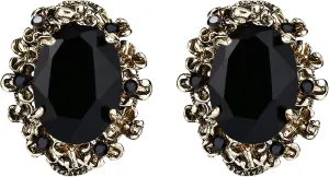 BriLove Women's Victorian Style Crystal Floral Scroll Cameo Inspired Oval Stud Earrings