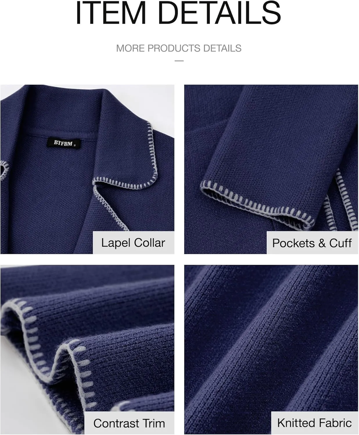 BTFBM Women's Open Front Cardigan Lapel Coatigan Lady 2024 Fall Winter Jacket Outwear Long Sweater Blazer with Pockets