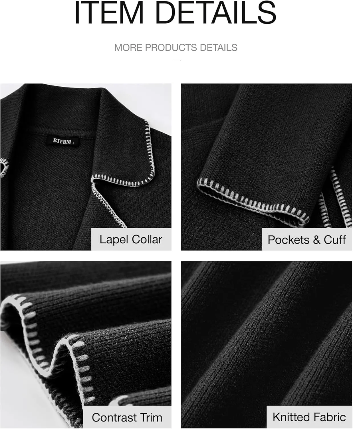 BTFBM Women's Open Front Cardigan Lapel Coatigan Lady 2024 Fall Winter Jacket Outwear Long Sweater Blazer with Pockets