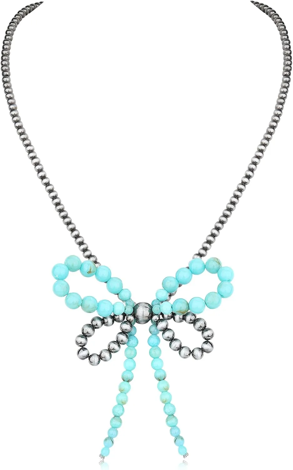 Butterfly Navajo Pearl Necklace Western Jewelry for Women Cowgirl Turquoise Bow Necklaces Jewelry