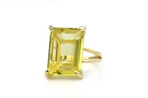 Captivating Gemstone Rings - Rectangular Lemon Quartz in 14k Gold-filled Setting - Handmade Fine Jewelry for Women - With Engraving