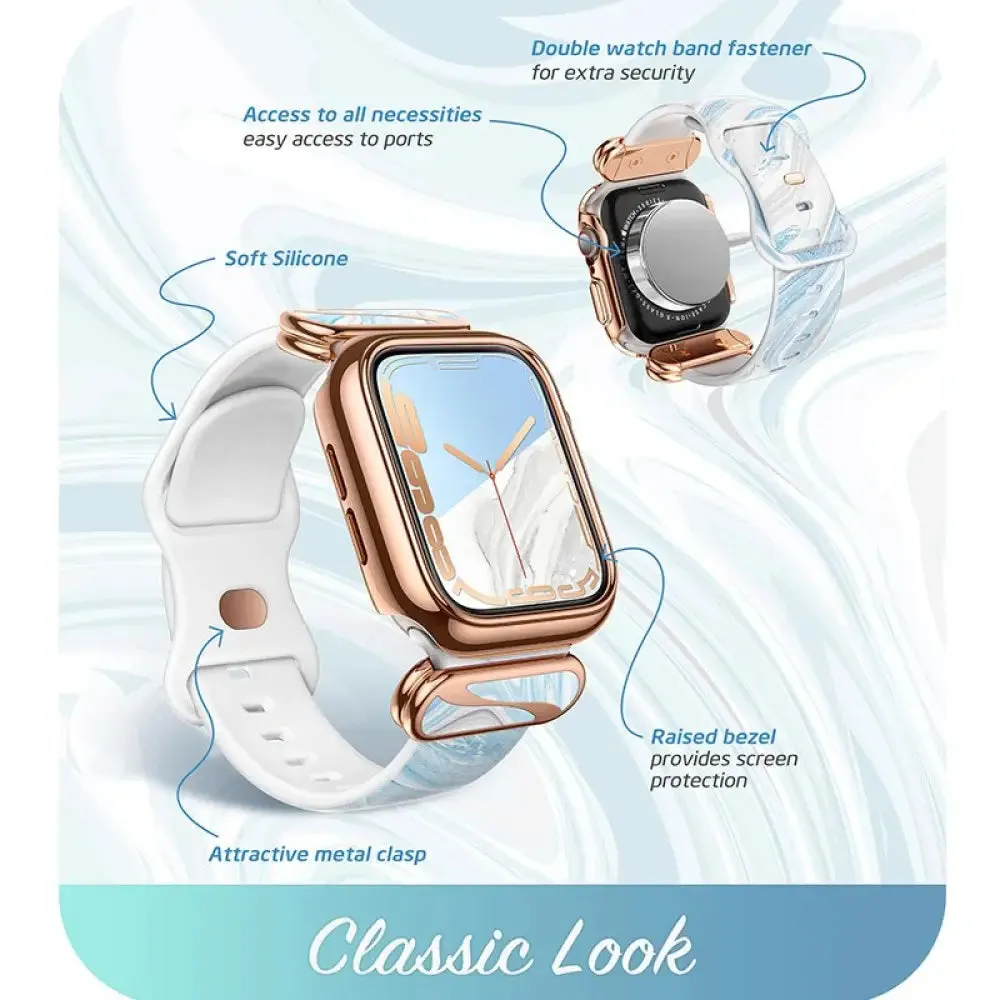 Case for Apple Watch 7 6e 5 4 45 44mm I-blason Cosmo Luxe Series Stylish Protective Case with Adjustable Soft Strap Bands