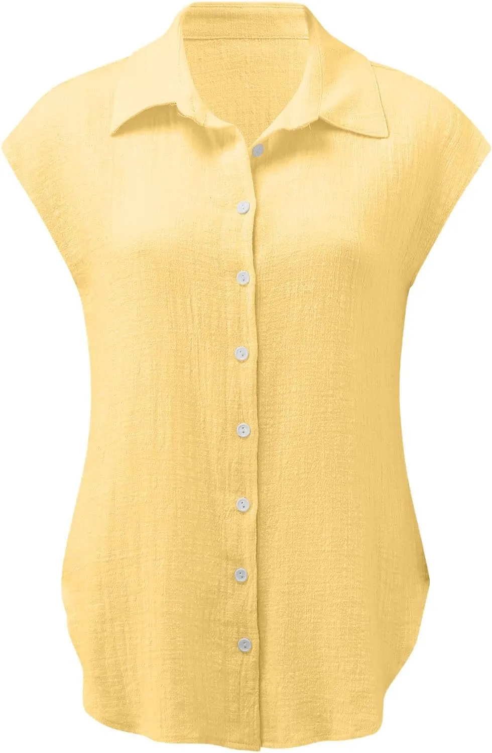 Ceboyel Shirts for Women Trendy Summer Cotton Linen Short Sleeve Tops Collared Button Down Causal Blouse Laides Clothing 2023