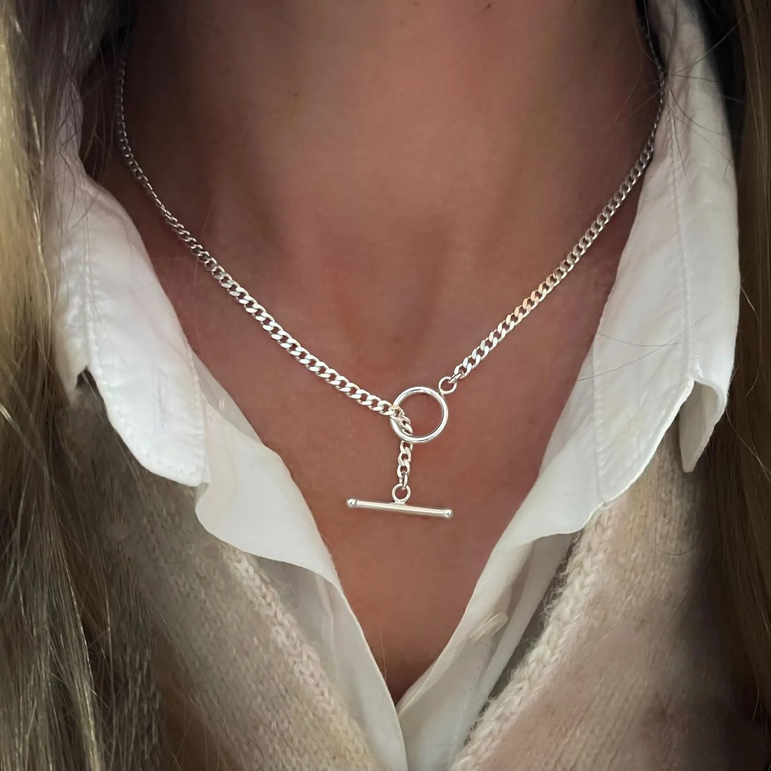 CHESKY Gold Layered Necklaces for Women, 14K Dainty Gold Chain Necklace Women Trendy Cuban Link Paperclip Chain Toggle Clasp Necklace Fashion Chunky Jewelry for Women