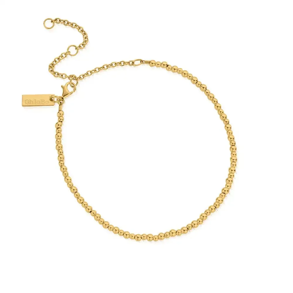 ChloBo Sterling Silver Gold Plated Mini Cute Anklet