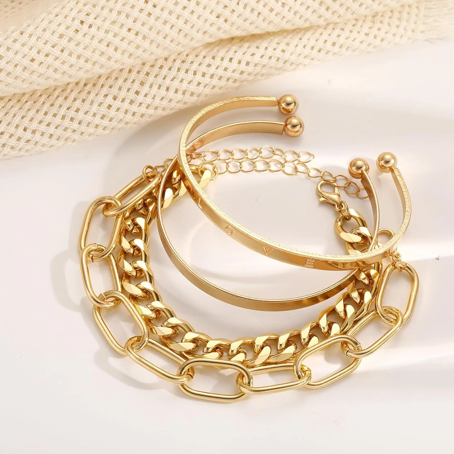 choice of all Chunky Gold Bracelet Stack Cuff Bangles for Women Trendy Non Tarnish Dainty Silver Chain Bracelet Layered Snake Chain Cuban Link Bracelet Pack for Women 2025
