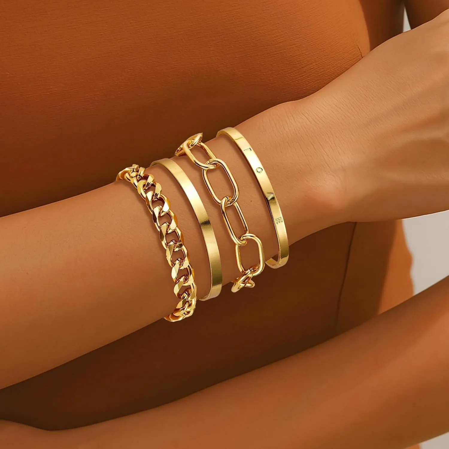 choice of all Chunky Gold Bracelet Stack Cuff Bangles for Women Trendy Non Tarnish Dainty Silver Chain Bracelet Layered Snake Chain Cuban Link Bracelet Pack for Women 2025
