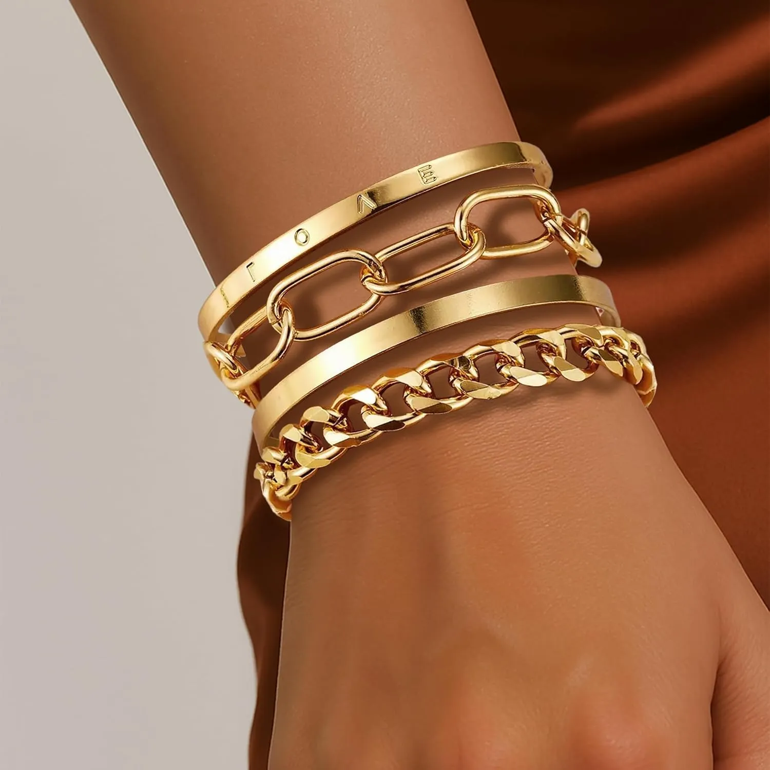 choice of all Chunky Gold Bracelet Stack Cuff Bangles for Women Trendy Non Tarnish Dainty Silver Chain Bracelet Layered Snake Chain Cuban Link Bracelet Pack for Women 2025