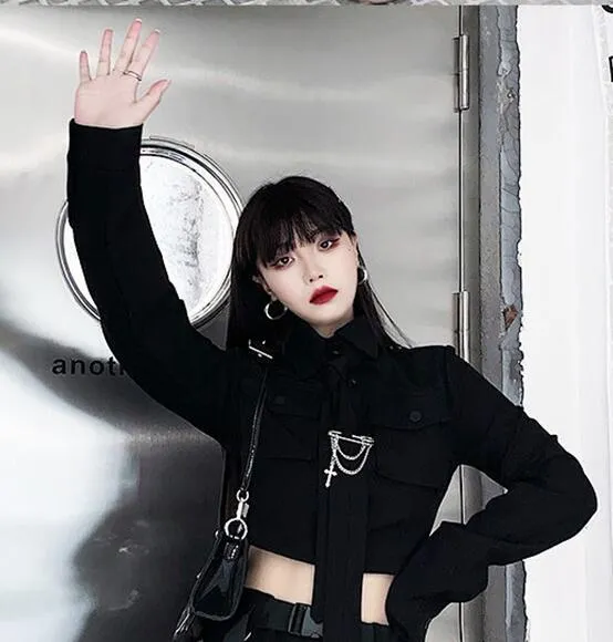 Christmas Gift Spring Large Size Streetwear Two-Piece Skirt Spring Plus Size 4XL Punk Chain Ribbon Skirts Women 2 Piece Suit For Female
