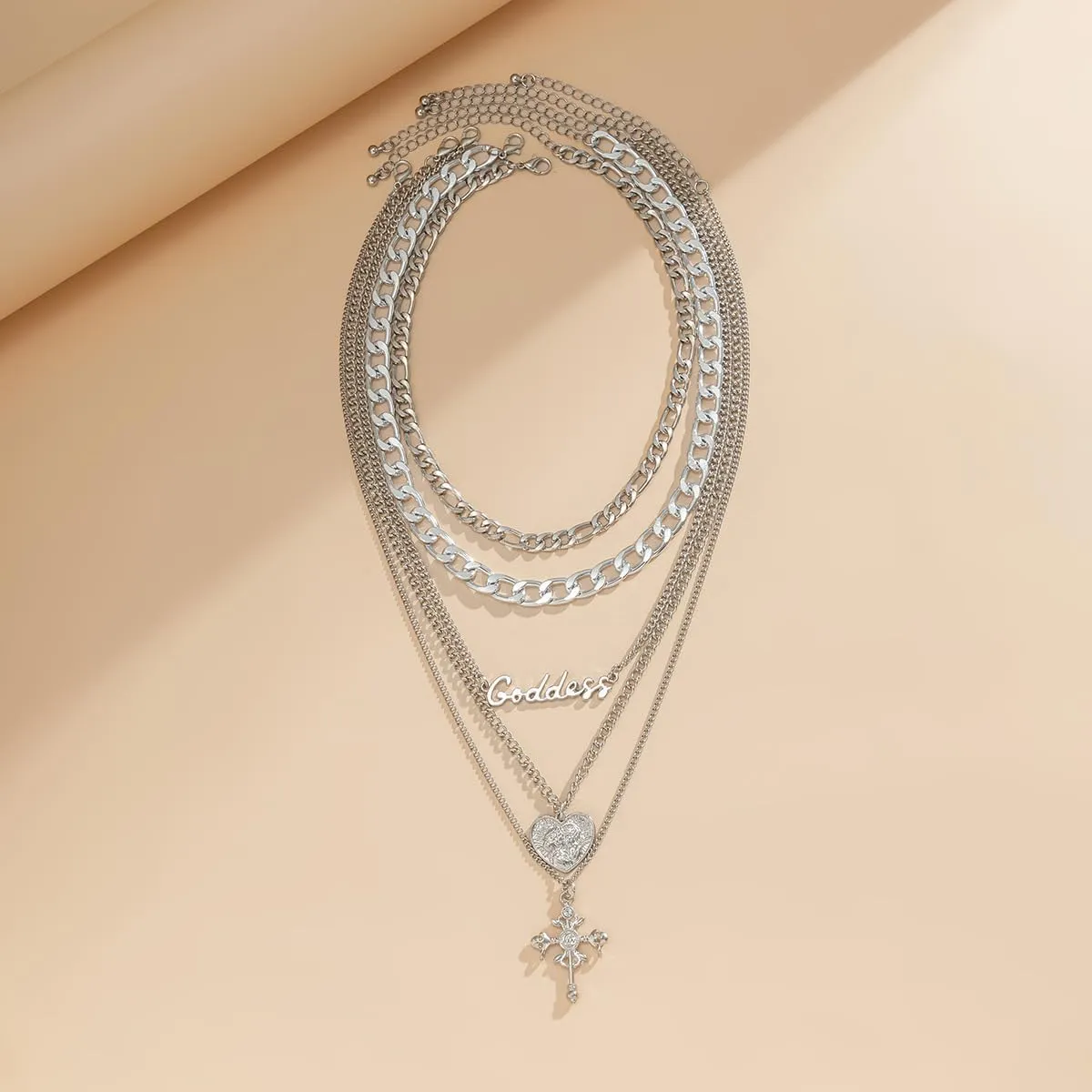 Chunky Gold Necklace Stack for Women Layered Necklaces for Women Silver Chunky Necklace Paperclip Chain Cross Beaded Ball OT Toggle Heart Pendant Necklace Chunky Gold Jewelry Set