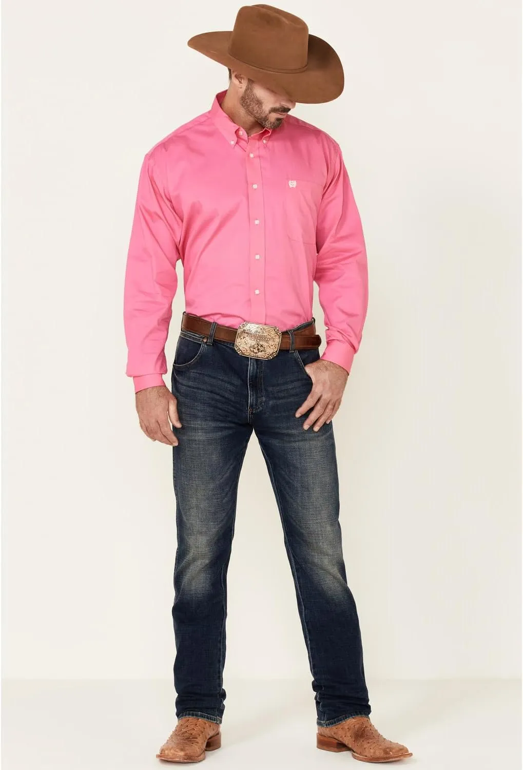 Cinch Men's Classic Fit Long Sleeve Button One Open Pocket Solid Basic