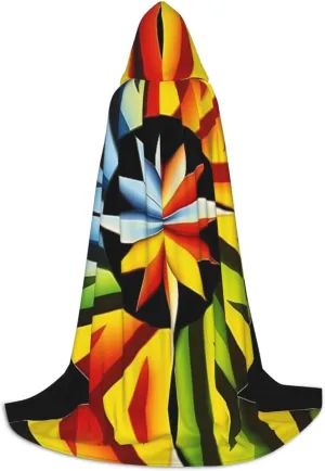 Colorful starburst Black hooded cloak for men & Women, wizard cloak with, Durable & Comfortable Long cape for Halloween, Cosplay, PartiesSmall