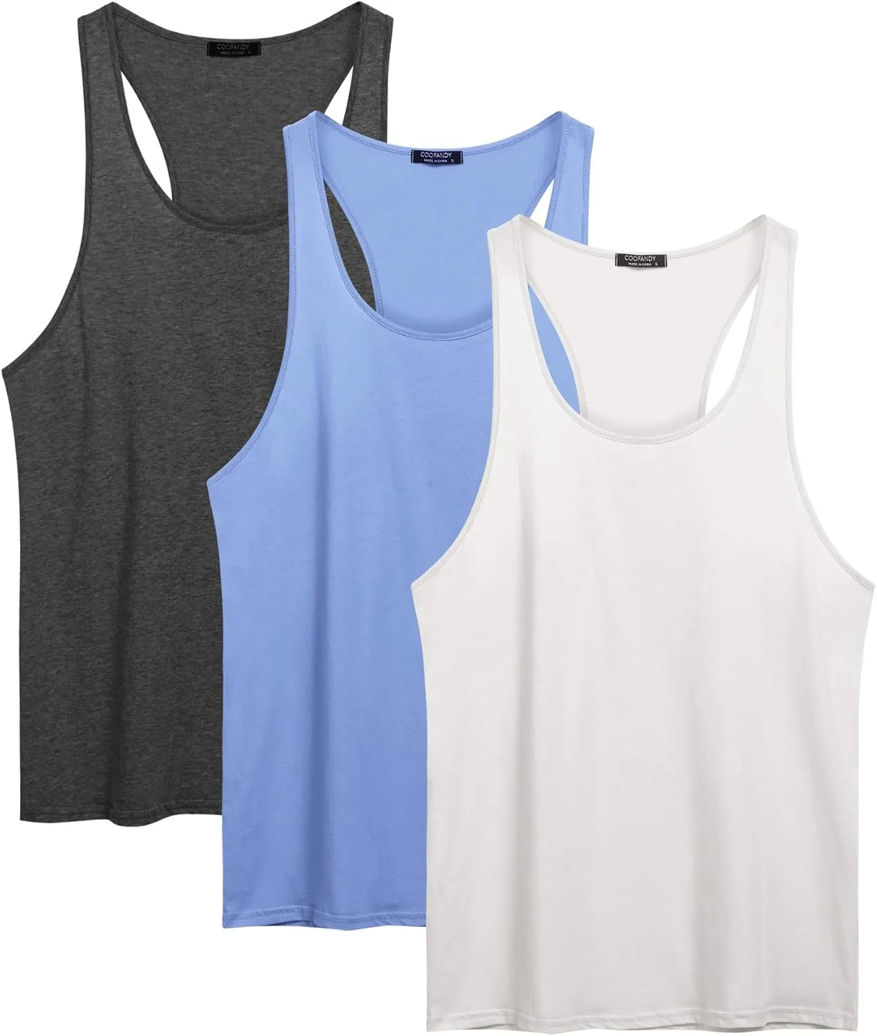 COOFANDY Men's 3 Pack Tank Tops Cotton Performance Sleeveless Casual Classic T Shirts