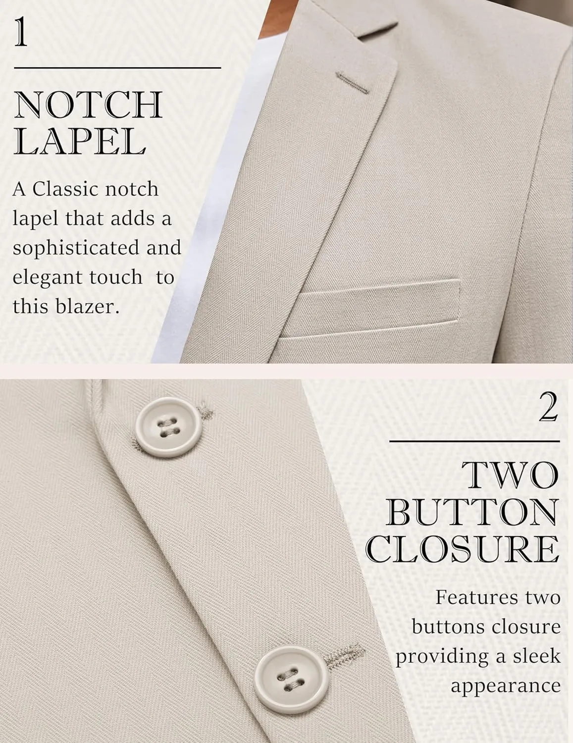 COOFANDY Men's Casual Blazer Slim Fit Herringbone Sport Coats Two Buttons Heavyweight Cotton Suit Jacket