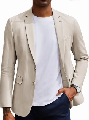 COOFANDY Men's Casual Blazer Slim Fit Herringbone Sport Coats Two Buttons Heavyweight Cotton Suit Jacket