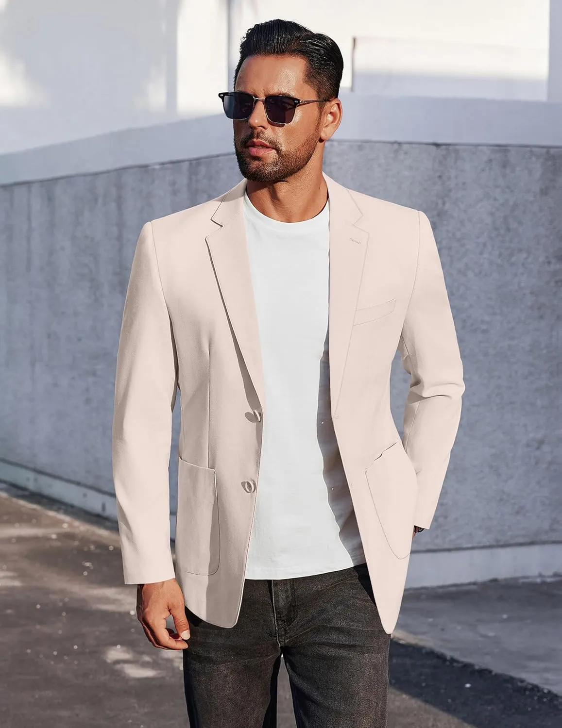 COOFANDY Men's Casual Linen Blazer Jacket Lightweight Sport Coats Two Button Suit Jackets