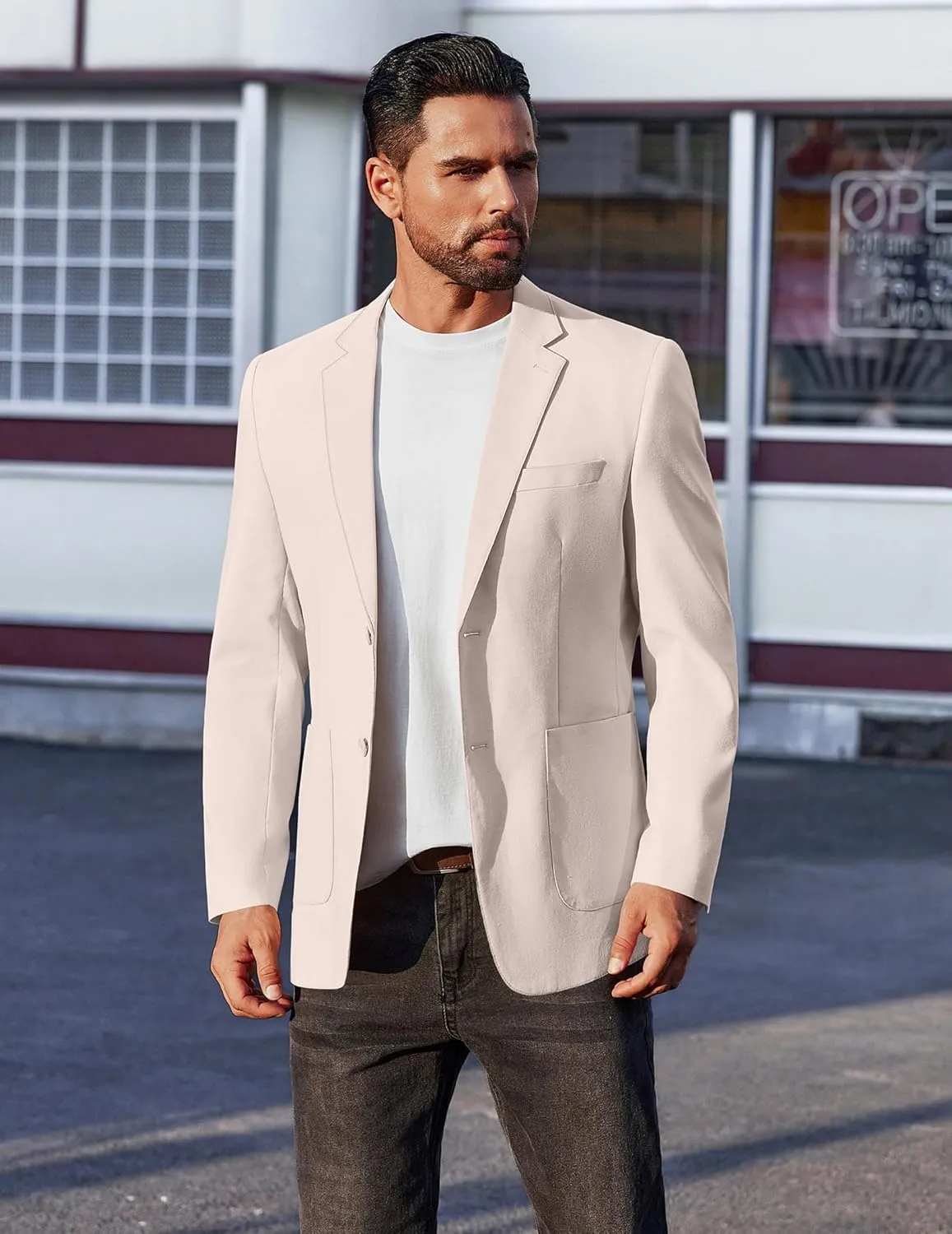 COOFANDY Men's Casual Linen Blazer Jacket Lightweight Sport Coats Two Button Suit Jackets