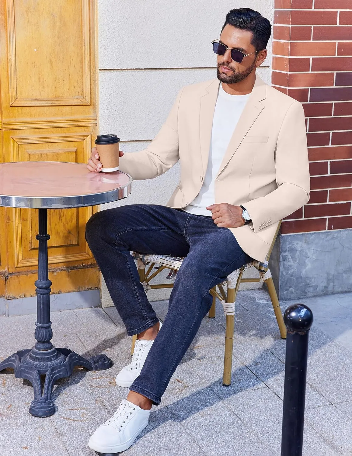 COOFANDY Men's Casual Linen Blazer Jacket Lightweight Sport Coats Two Button Suit Jackets