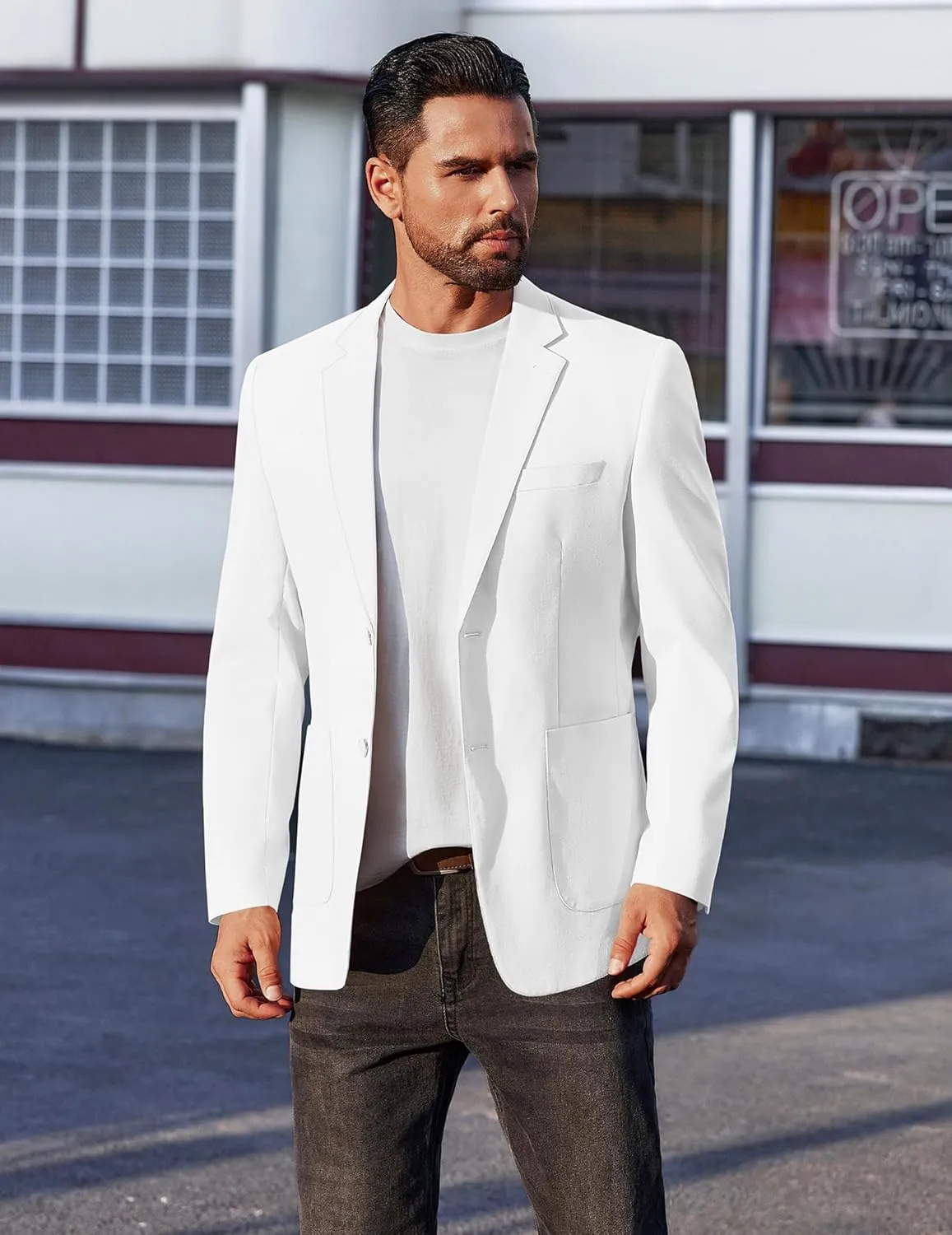 COOFANDY Men's Casual Linen Blazer Jacket Lightweight Sport Coats Two Button Suit Jackets