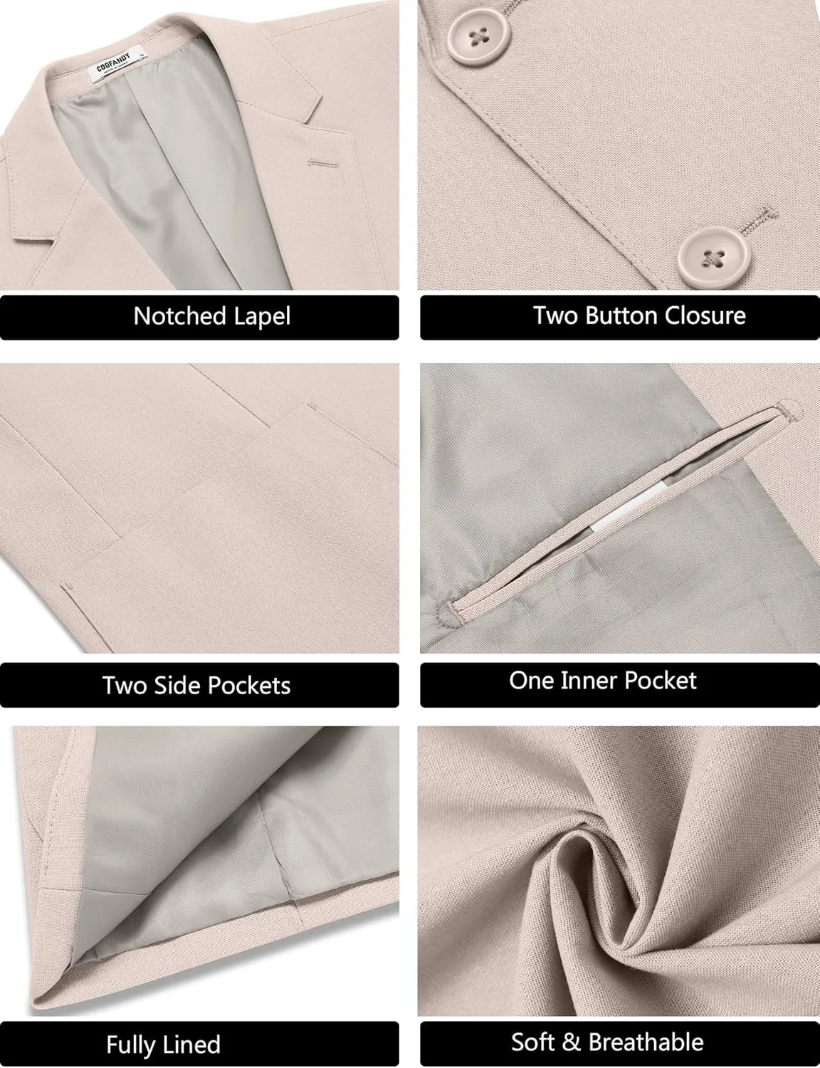 COOFANDY Men's Casual Linen Blazer Jacket Lightweight Sport Coats Two Button Suit Jackets
