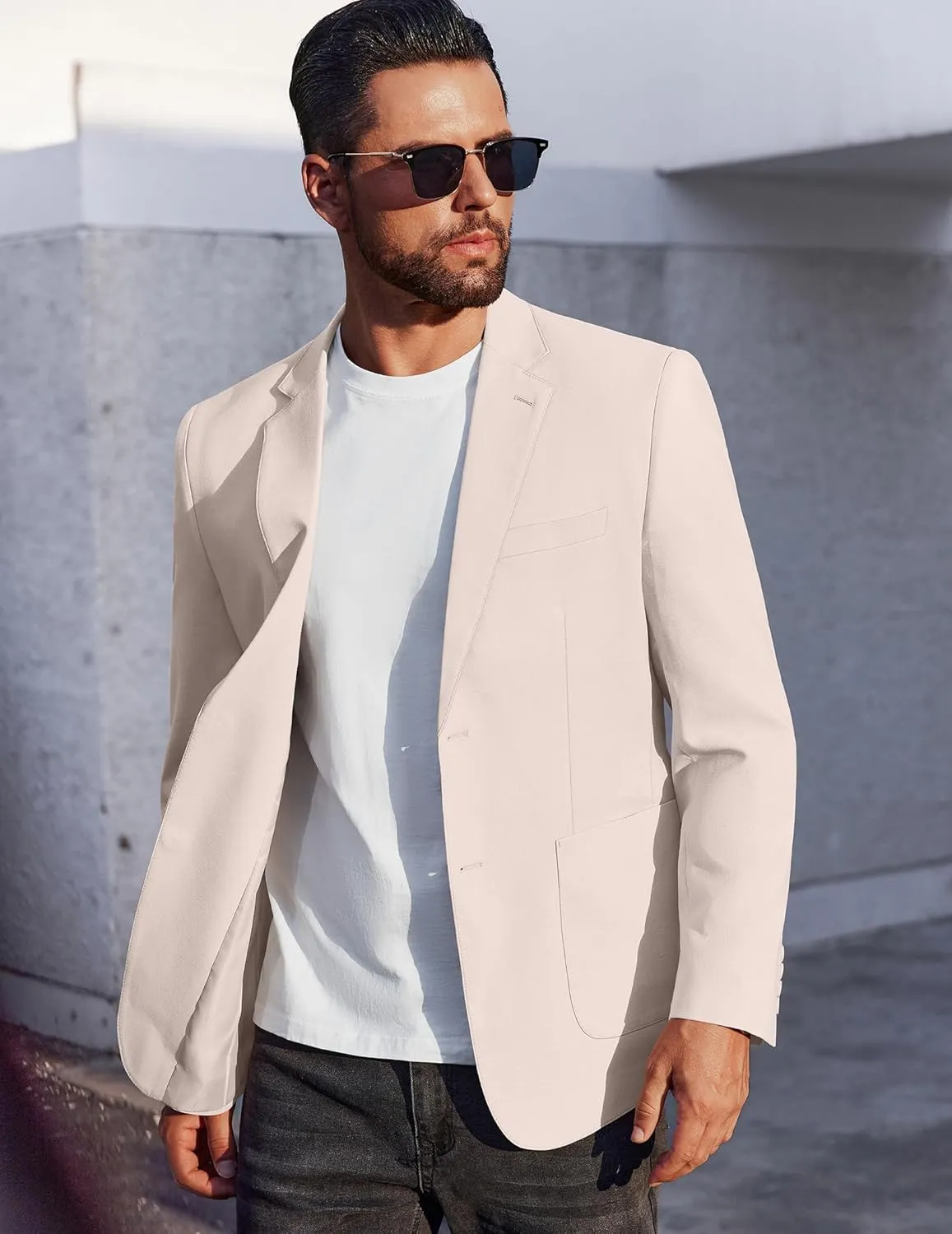 COOFANDY Men's Casual Linen Blazer Jacket Lightweight Sport Coats Two Button Suit Jackets